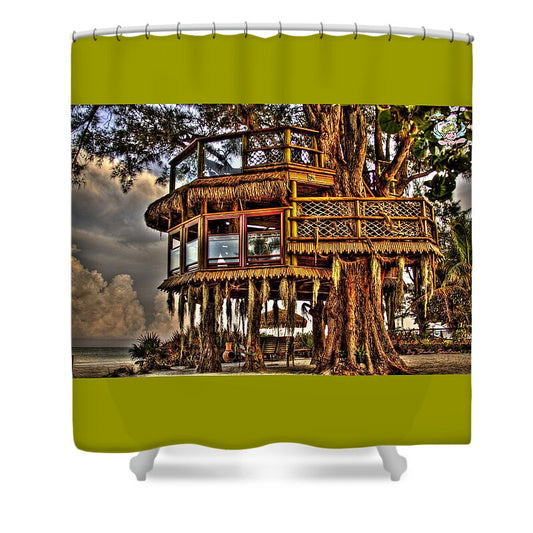 Beach Treehouse at Dawn - Shower Curtain