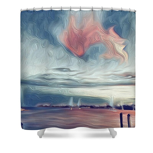 Swirling Dusk A Coastal Dream - Shower Curtain