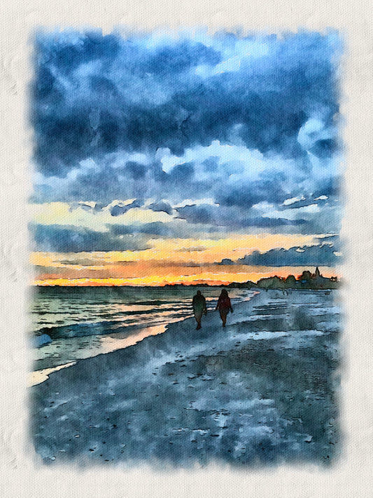 Twilight Tides - Island Beach Walk on Canvas