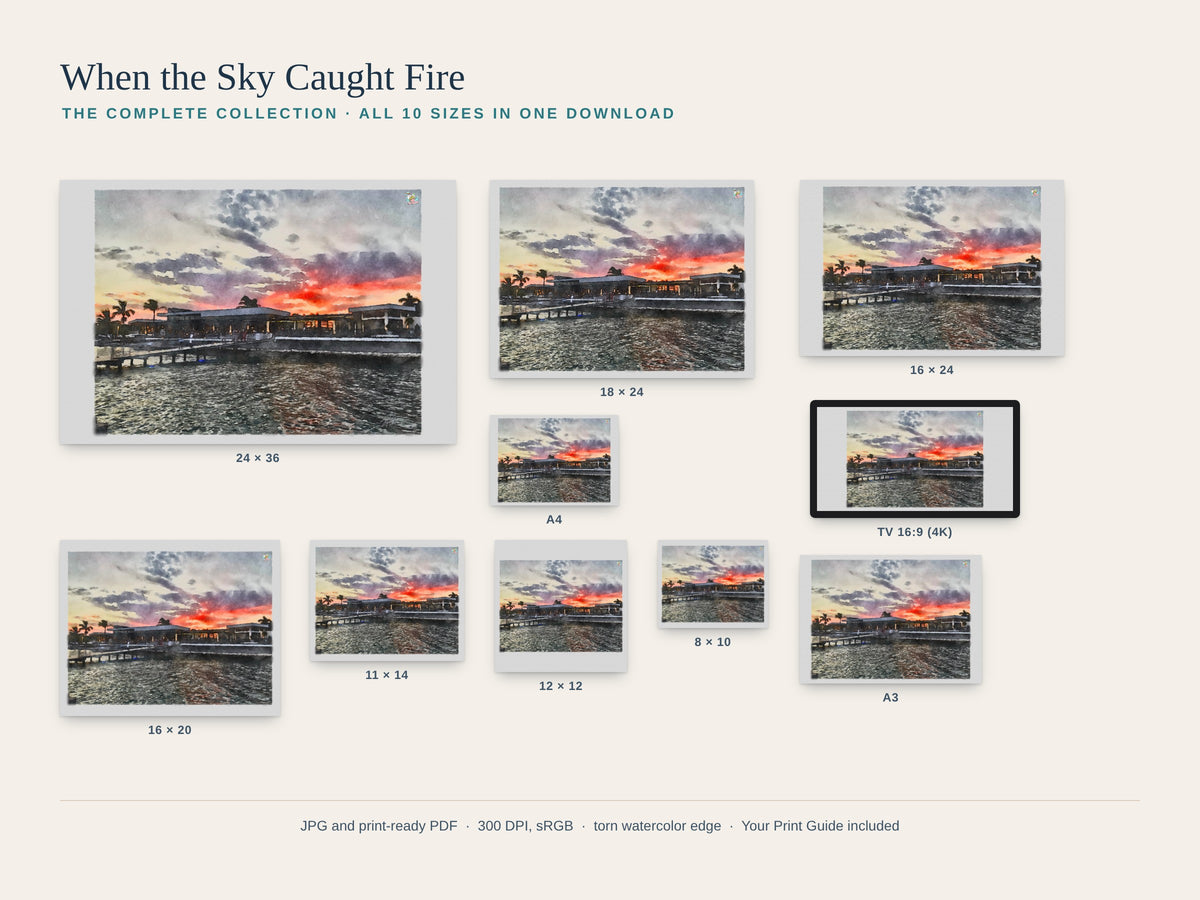When the Sky Caught Fire | Shoreline Sunset, Longboat Key | Digital Download