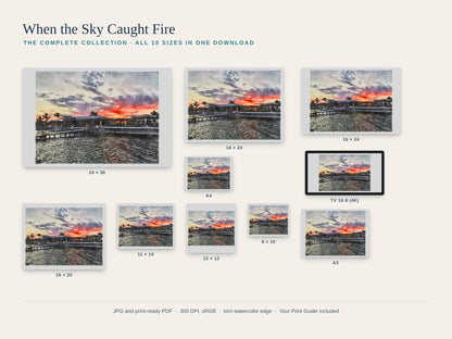 When the Sky Caught Fire | Shoreline Sunset, Longboat Key | Digital Download