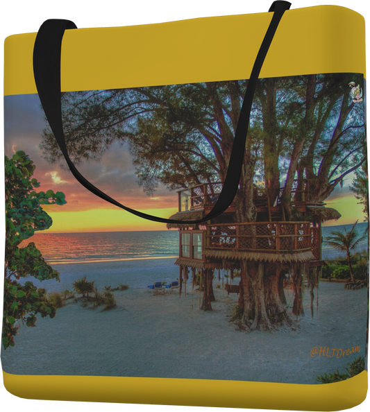 Sunset at Beach Treehouse - Tote Bag