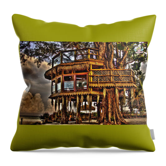 Beach Treehouse at Dawn - Throw Pillow