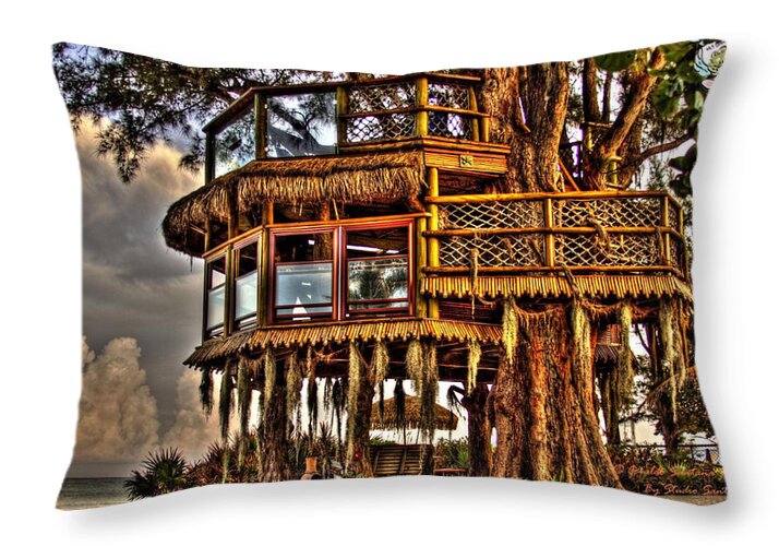 Beach Treehouse at Dawn - Throw Pillow