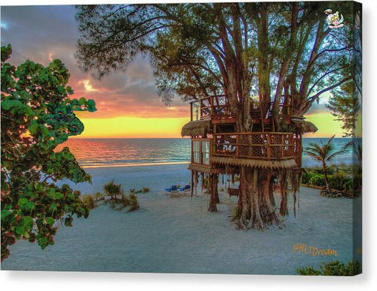 Sunset at Beach Treehouse - Canvas Print