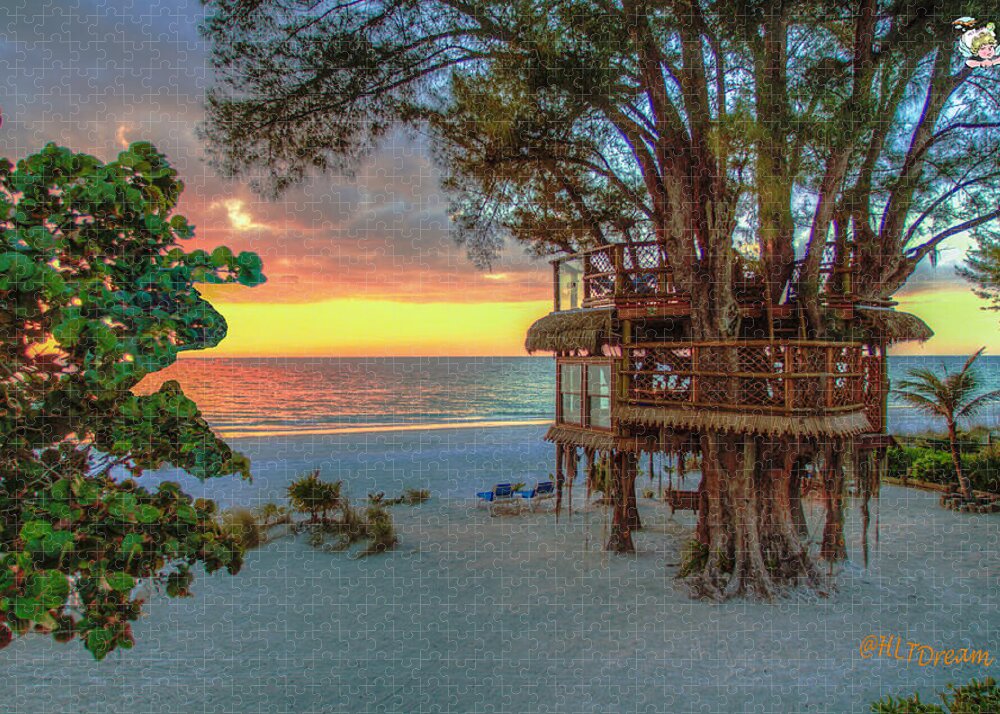 Sunset at Beach Treehouse - Puzzle