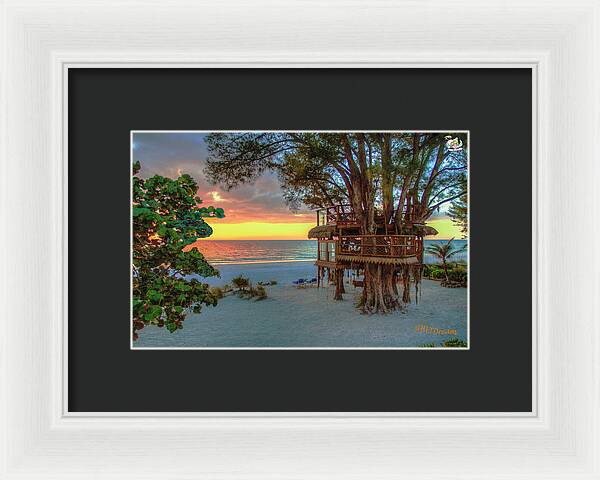 Sunset at Beach Treehouse - Framed Print