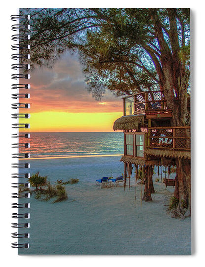 Sunset at Beach Treehouse - Spiral Notebook