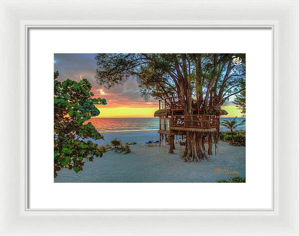 Sunset at Beach Treehouse - Framed Print