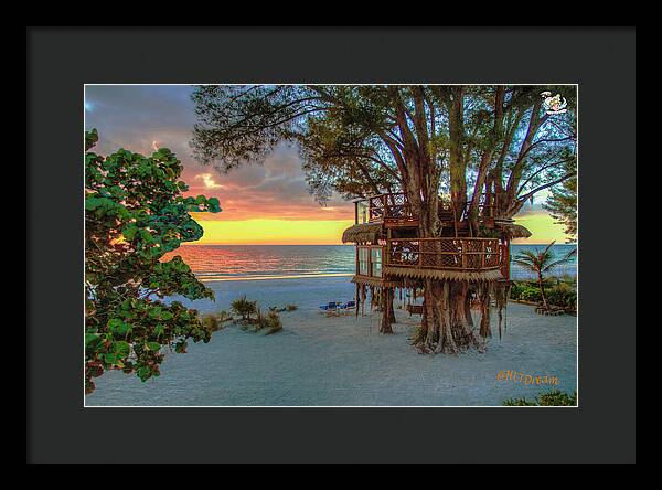 Sunset at Beach Treehouse - Framed Print