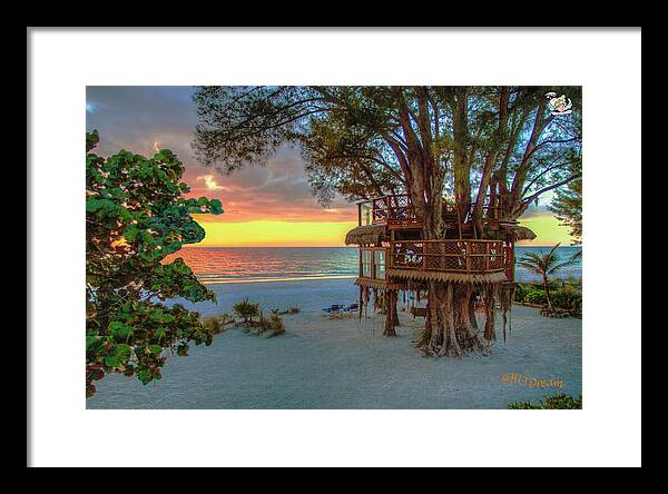 Sunset at Beach Treehouse - Framed Print