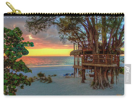 Sunset at Beach Treehouse - Zip Pouch