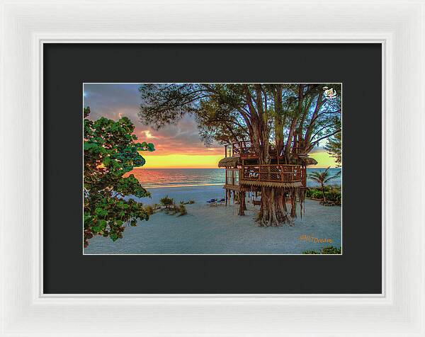 Sunset at Beach Treehouse - Framed Print