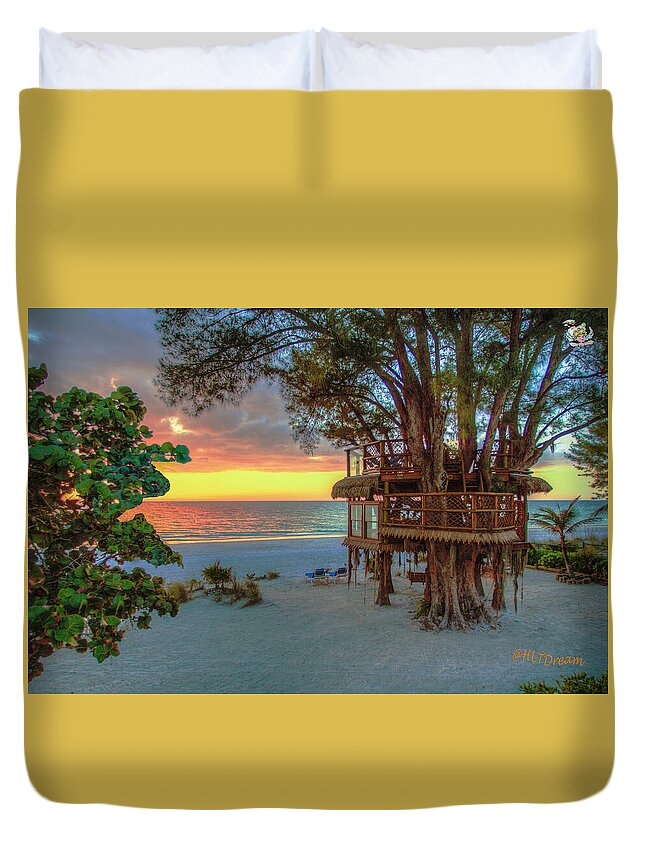 Sunset at Beach Treehouse - Duvet Cover