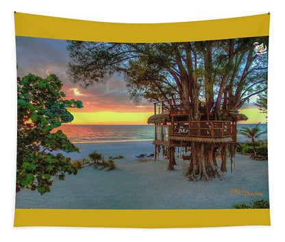 Sunset at Beach Treehouse - Tapestry