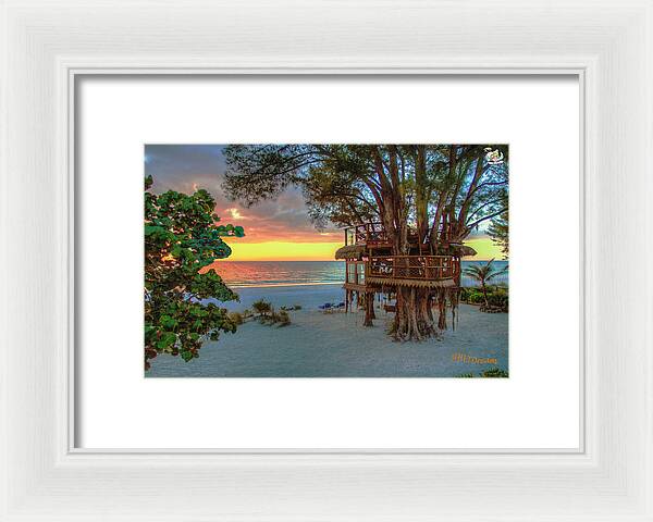 Sunset at Beach Treehouse - Framed Print