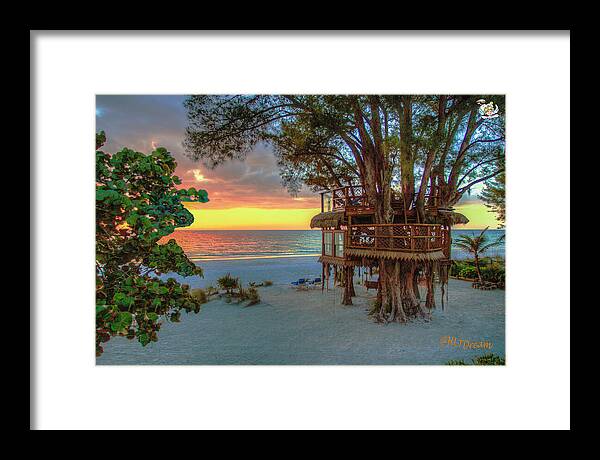 Sunset at Beach Treehouse - Framed Print