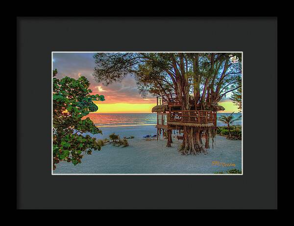 Sunset at Beach Treehouse - Framed Print