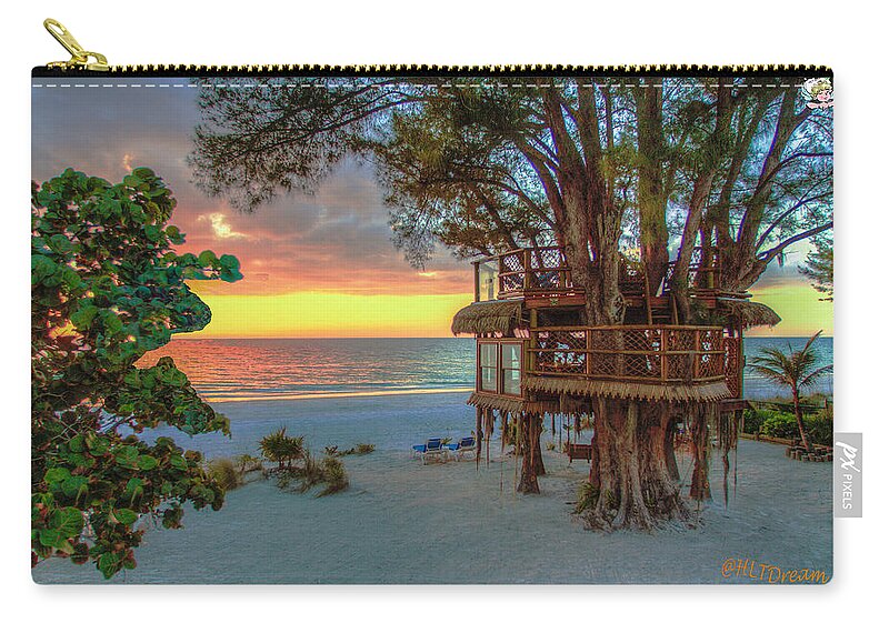 Sunset at Beach Treehouse - Zip Pouch