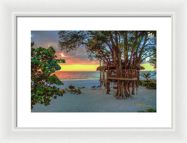 Sunset at Beach Treehouse - Framed Print