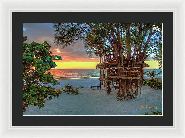 Sunset at Beach Treehouse - Framed Print