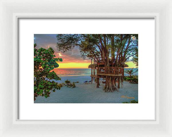 Sunset at Beach Treehouse - Framed Print