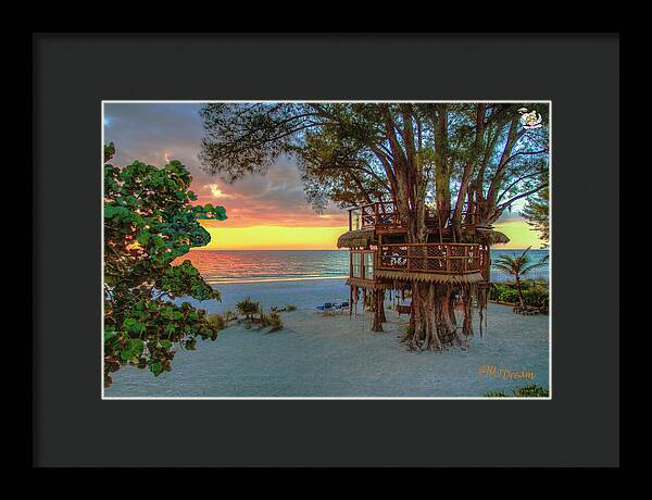 Sunset at Beach Treehouse - Framed Print