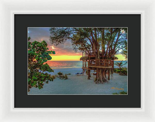 Sunset at Beach Treehouse - Framed Print