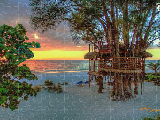 Sunset at Beach Treehouse - Puzzle