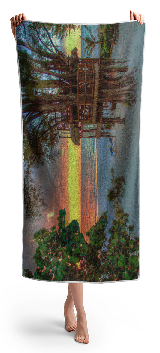 Sunset at Beach Treehouse - Beach Towel