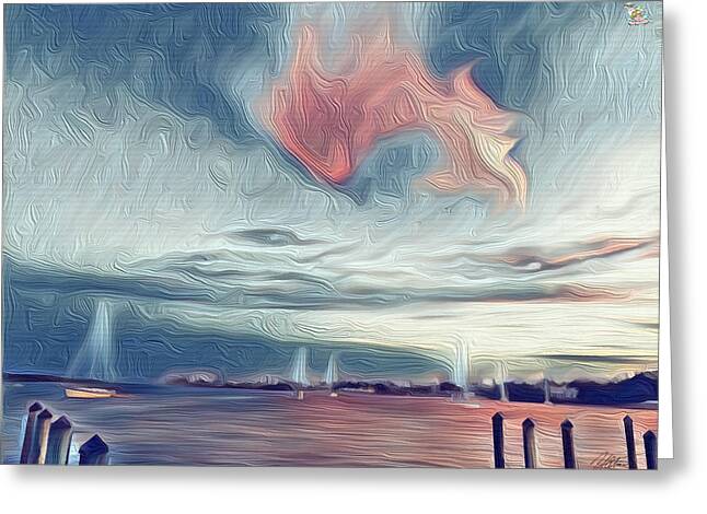 Swirling Dusk A Coastal Dream - Greeting Card