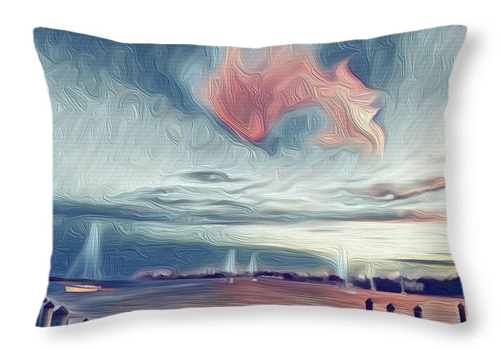 Swirling Dusk A Coastal Dream - Throw Pillow