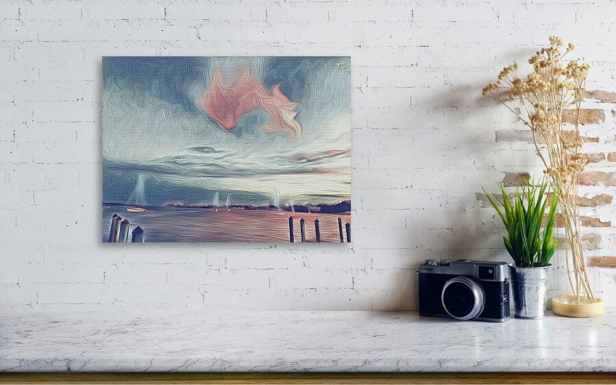 Swirling Dusk A Coastal Dream - Wood Print