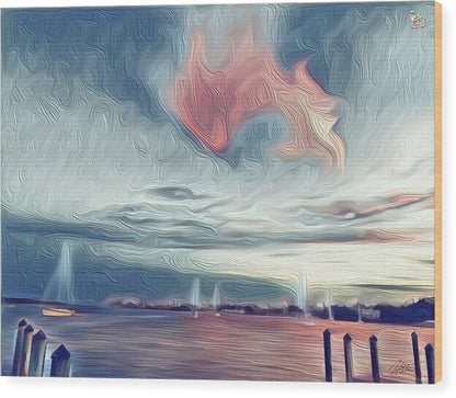 Swirling Dusk A Coastal Dream - Wood Print